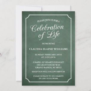 INVITACIÓN FÚNEBRE DE CELEBRACIÓN DE VIDA EN PIZAR