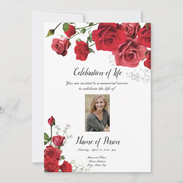 Invitación fúnebre de la invitación de los rosas (Anverso)