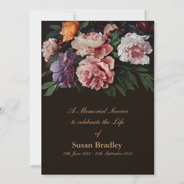 Invitación fúnebre de la pintura 1 floral de los (Anverso)