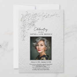 Invitación Fúnebre Floral con Relieve Falso