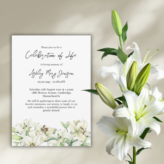 Invitación Funeral Celebración de la Vida de Lily (Subido por el creador)