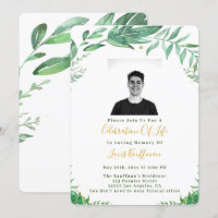 Invitación Funeral Con Foto, Celebración De La Vid