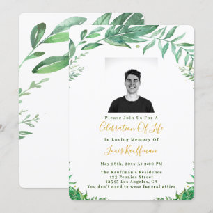 Invitación Funeral Con Foto, Celebración De La Vid