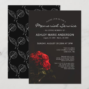 Invitación Funeral conmemorativo floral elegante de los rosas