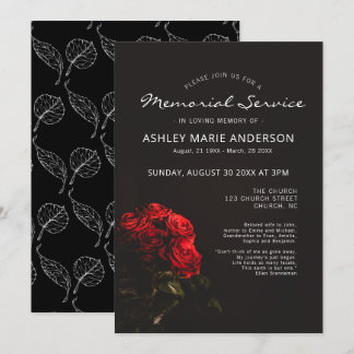 Invitación Funeral conmemorativo floral elegante de los rosas