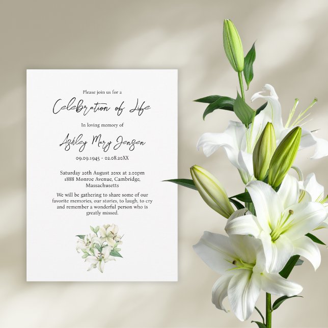 Invitación Funeral de Celebración de la Vida de Lily (Subido por el creador)