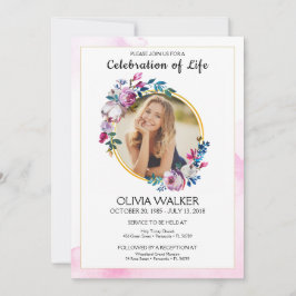 Invitación Funeral de Furple Flowers Celebrando la vida