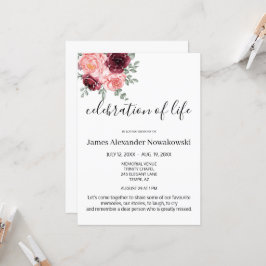 Invitación Funeral de la elegante celebración de la vida llen