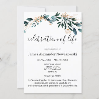Invitación Funeral de la elegante y sabrosa celebración de la