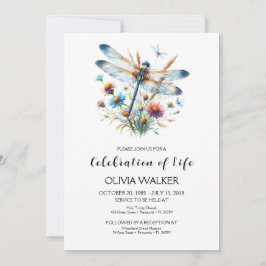 Invitación Funeral de la libélula celebrando la vida
