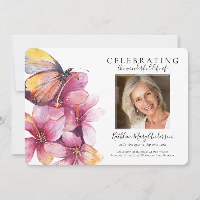 Invitación Funeral de la Mariposa Floral (Anverso)