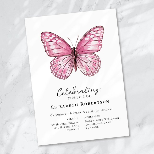 Invitación Funeral de mariposa rosa (Subido por el creador)
