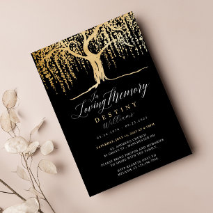 Invitación Funeral de memoria de amor de árbol salvaje negro