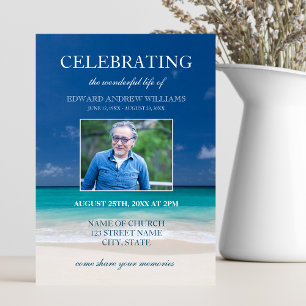 Invitación Funeral de playa   Celebración de la foto de la vi