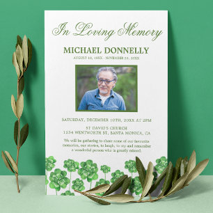 Invitación Funeral de Shamrock   Celebración de la foto de la