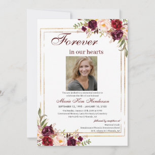 Invitación Funeral del Servicio Memorial de Oro Marsala Foto