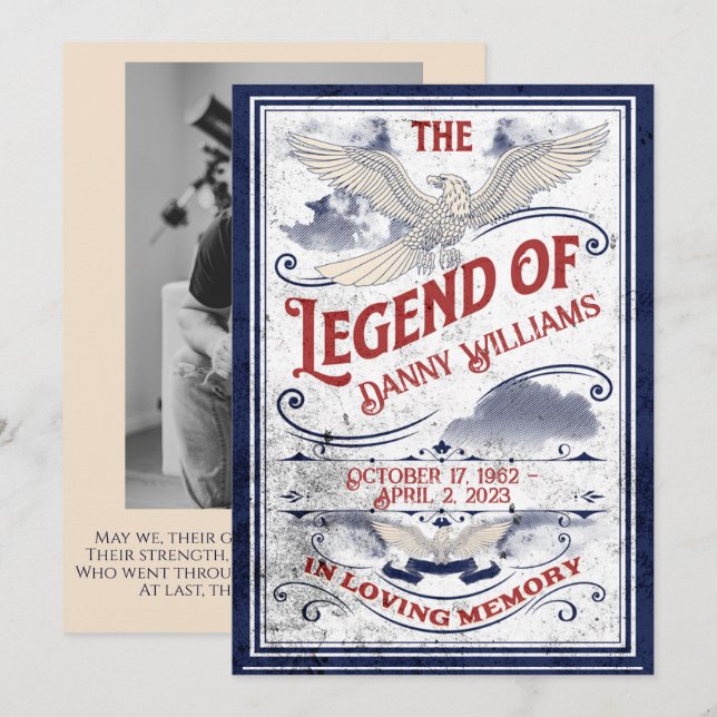 Invitación Funeral Ejército Veterano Tema Patriótico (Anverso / Reverso)