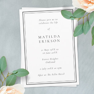 Invitación Funeral elegante   Celebración clásica de la vida