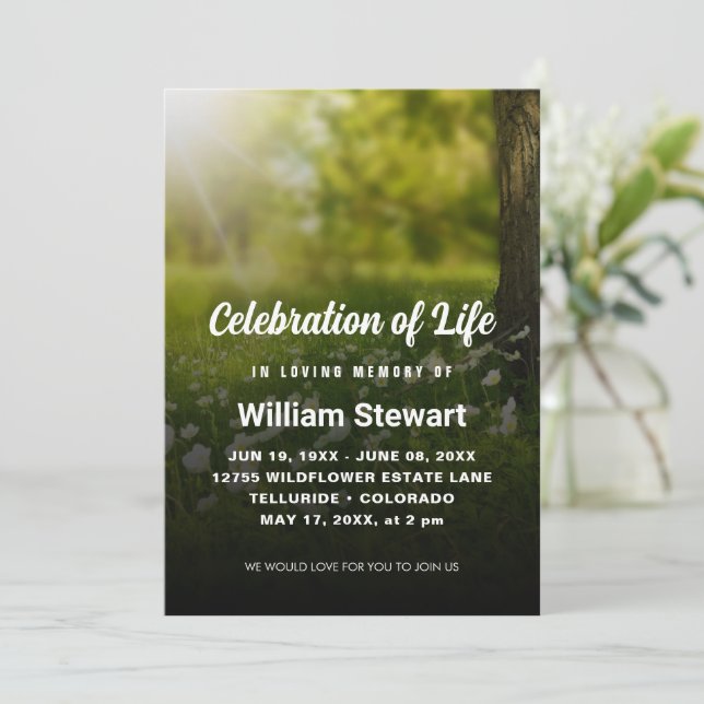 Invitación Funeral elegante | Celebración de la vida moderna (Anverso de pie)