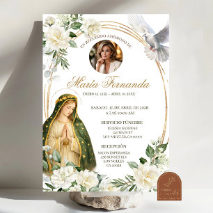 Invitación Funeral Española Señora Floral Blanca d