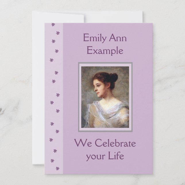 Invitación Funeral floral de personalizable / Wake / Memorial (Anverso)