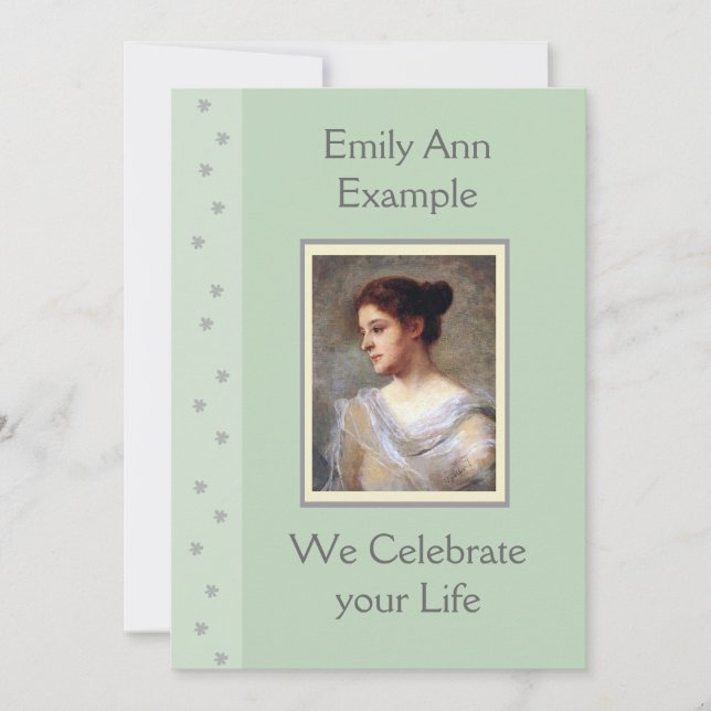 Invitación Funeral floral de personalizable / Wake / Memorial (Anverso)