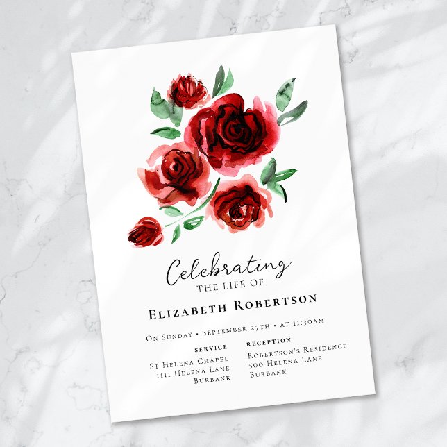 Invitación Funeral floral Roses Rojos (Subido por el creador)