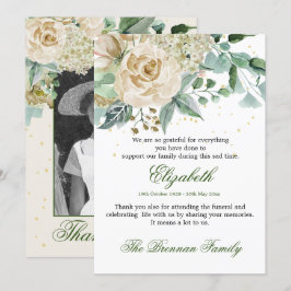 Invitación Funeral Gracias Foto Elegante Foliage Rosa