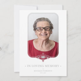 Invitación Funeral Grey Ornamental Lace Effect Photo