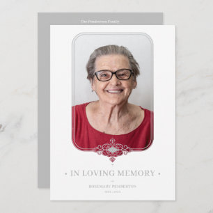 Invitación Funeral Grey Ornamental Lace Effect Photo