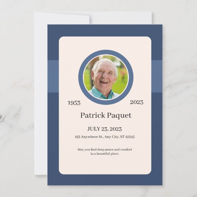 Invitación Funeral Invitation Template – Dark Blue Memorial (Anverso)