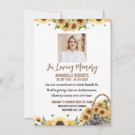 Invitación Funeral Invitation with Sunflowers