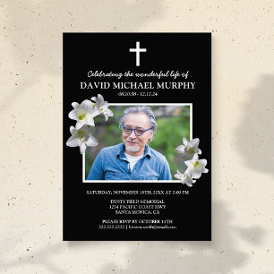 Invitación Funeral Lillies   Celebración de la foto de la vid