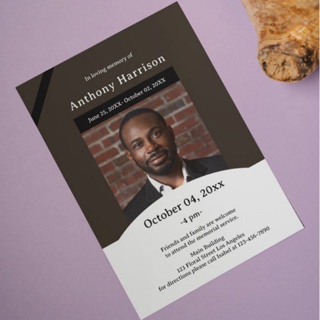 Invitación Funeral marrón y blanco (Subido por el creador)