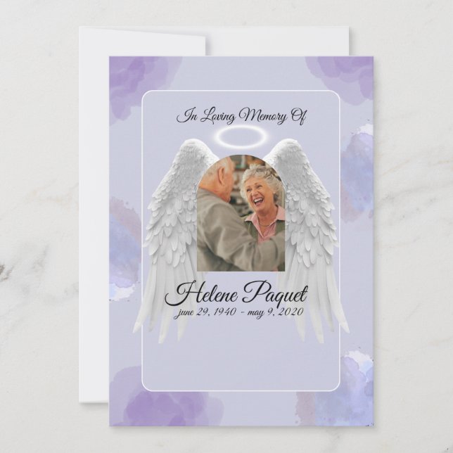 Invitación Funeral Memorial Design Template – Angel Wings  (Anverso)