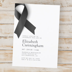 Invitación Funeral Memorial Moderno Cinta negra simple