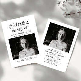 Invitación Funeral mínimo retro que celebra la vida