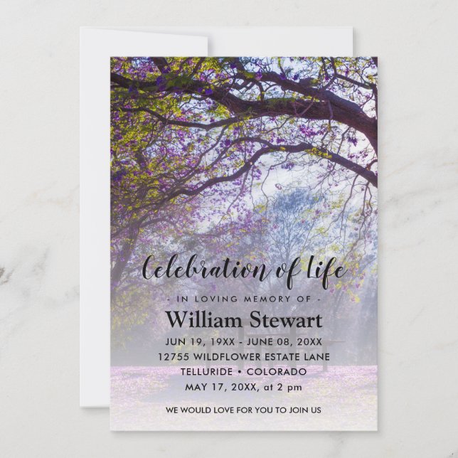 Invitación Funeral moderno | Celebración de la vida (Anverso)