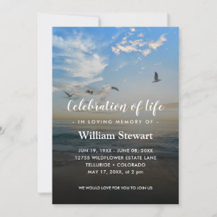 Invitación Funeral moderno   Celebración de la vida en la pla