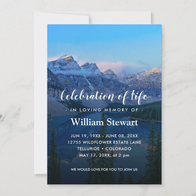 Invitación Funeral moderno | Celebración de la vida por la na (Anverso)