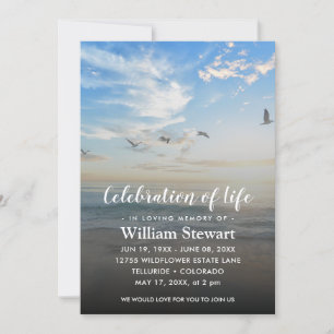 Invitación Funeral moderno   Celebración de Life Beach Sunset