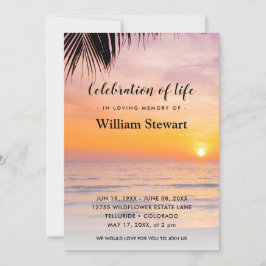 Invitación Funeral moderno | Celebración de Life Beach Sunset