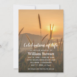 Invitación Funeral moderno | Celebración de Life Boho Sunset