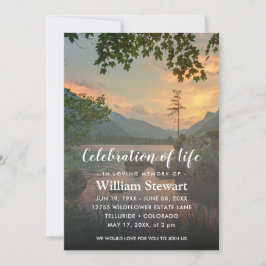 Invitación Funeral moderno | Celebración de Life Lake Sunset