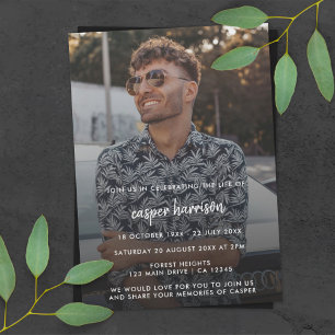 Invitación Funeral moderno   Foto Celebración de la vida