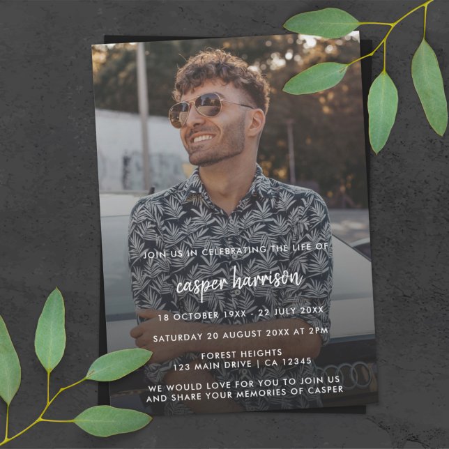 Invitación Funeral moderno | Foto Celebración de la vida (Subido por el creador)