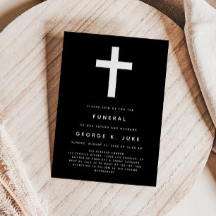 Invitación Funeral Moderno Negro Y Blanco