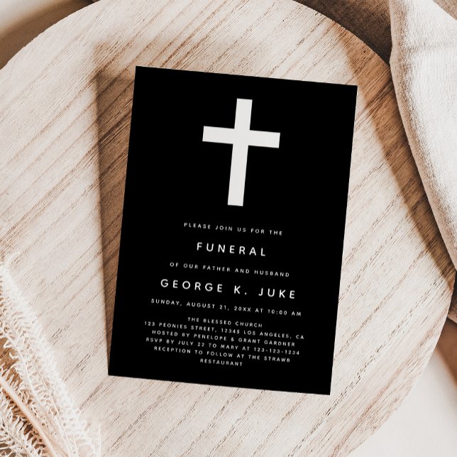 Invitación Funeral Moderno Negro Y Blanco (Subido por el creador)