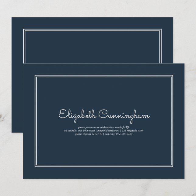 Invitación Funeral moderno simple elegante (Anverso / Reverso)