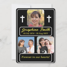 Invitación funeral personalizada de 3 fotos